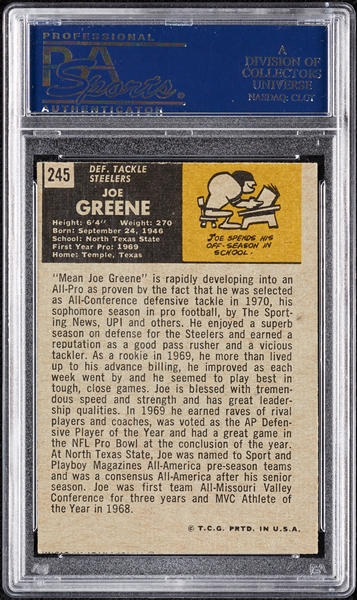 Joe Greene Signed 1971 Topps RC No. 246 (Graded PSA/DNA 10)