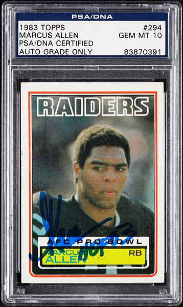 Marcus Allen Signed 1983 Topps RC No. 294 (Graded PSA/DNA 10)