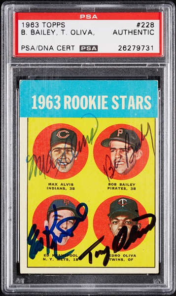 Complete Signed 1963 Topps Tony Oliva RC No. 228 (PSA/DNA)