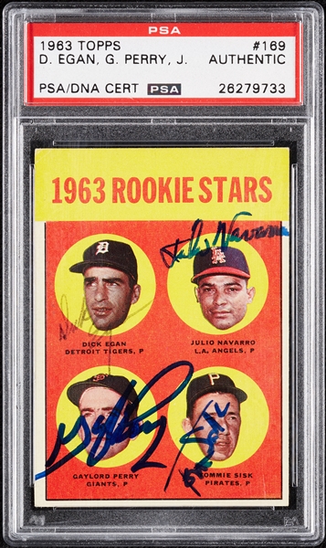 Complete Signed 1963 Topps Gaylord Perry RC No. 169 (PSA/DNA)