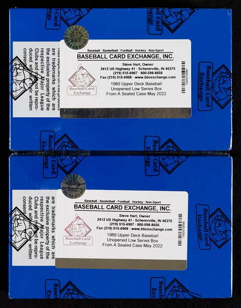 1989 Upper Deck Baseball Low Series Wax Boxes Pair (2) (BBCE) (FASC)