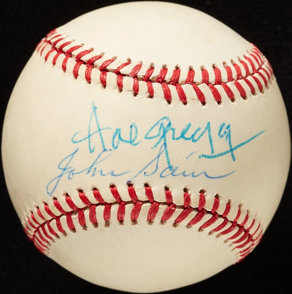 John Sain & Hal Gregg Signed ONL Baseball - Pitchers of Record in Jackie Robinson's First Game (BAS)