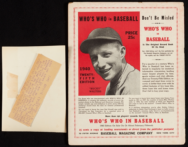 1940 Baseball Magazine Original Cover Photo and Magazine (2)