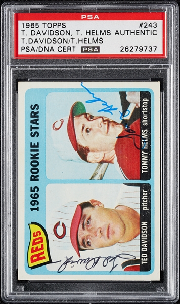 Complete Signed 1965 Topps Rookie Stars No. 243 with Davidson, Helms (PSA/DNA)