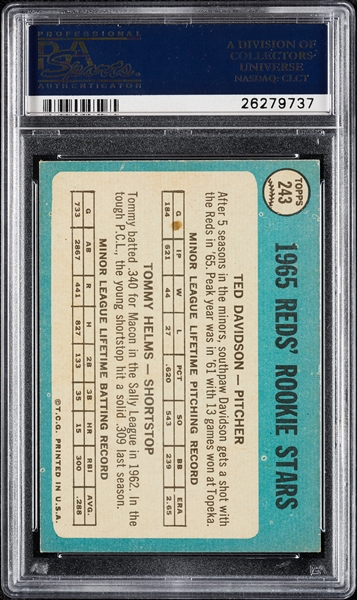 Complete Signed 1965 Topps Rookie Stars No. 243 with Davidson, Helms (PSA/DNA)