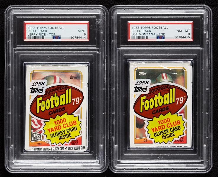 1988 Topps Football Cello Packs Pair with Rice & Montana - Top (Graded PSA 9 & PSA 8)