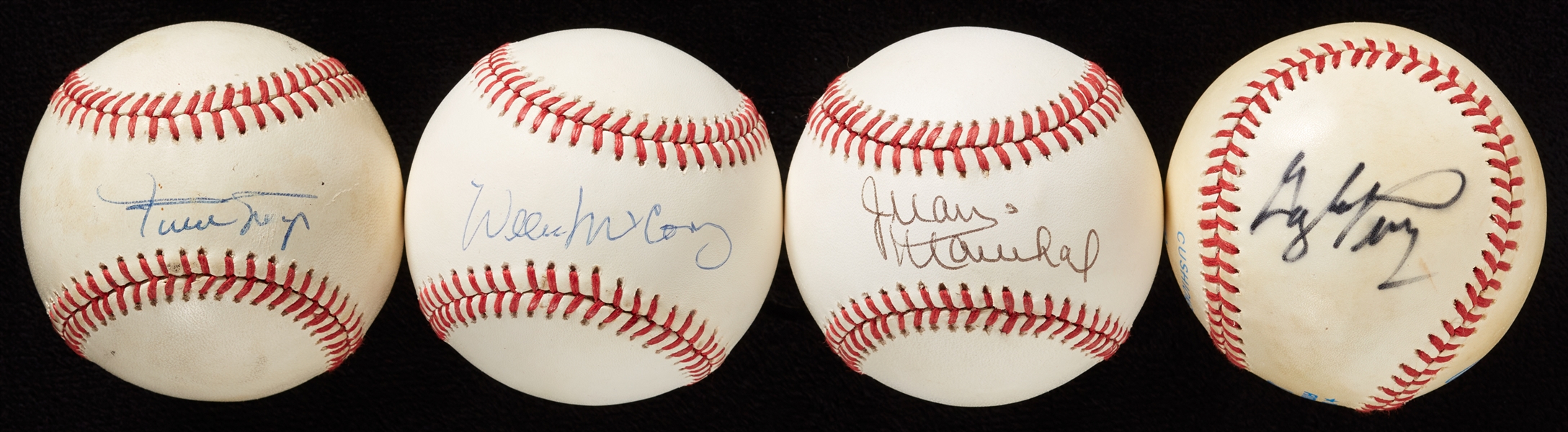 HOFer Single-Signed Baseballs Group with Willie Mays (4)