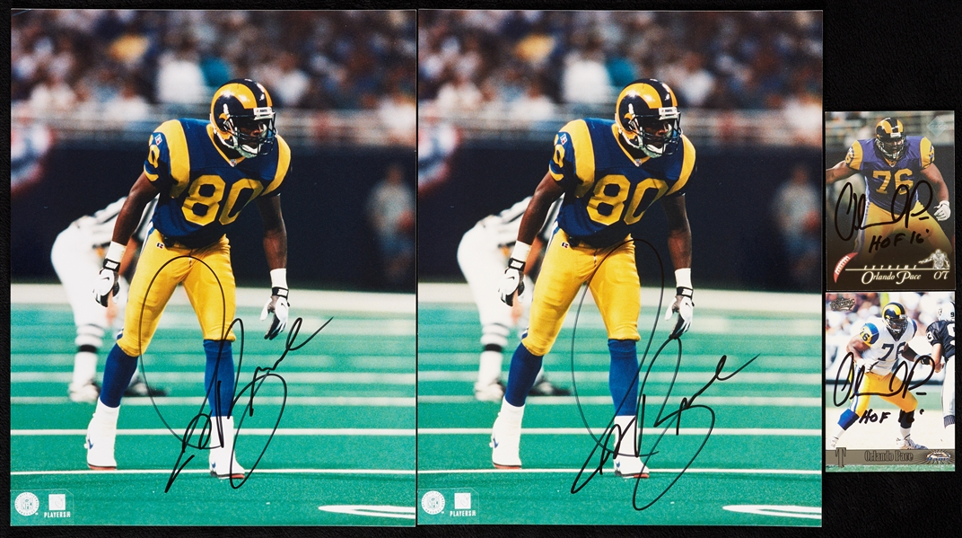 Orlando Pace & Isaac Bruce Signed Photos/Cards Group (4)