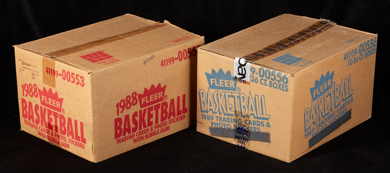 1988 & 1989 Fleer Basketball Wax Empty Cases Pair (2)