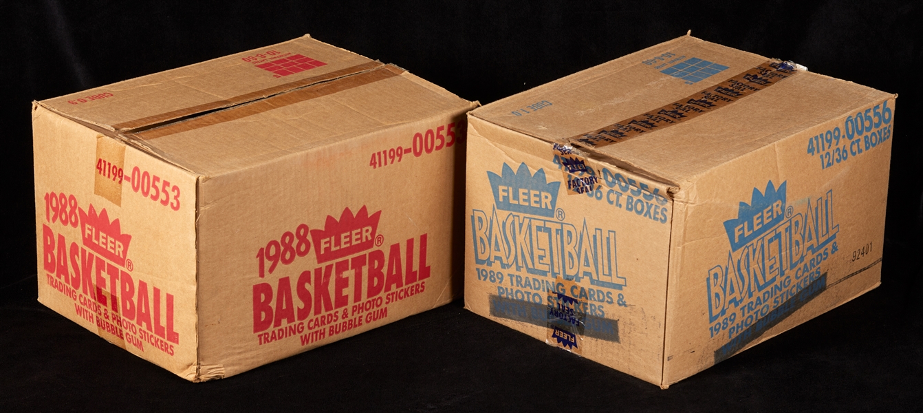 1988 & 1989 Fleer Basketball Wax Empty Cases Pair (2)