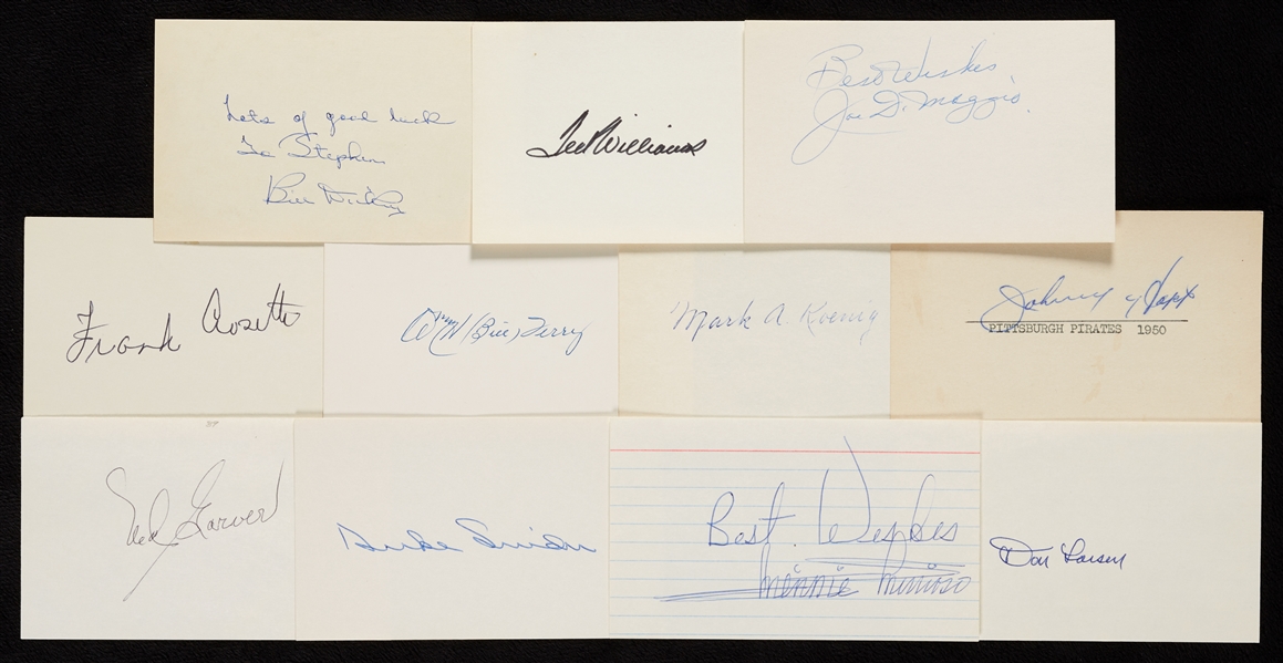 HOFers & Stars Signed Index Cards with Joe DiMaggio (10)