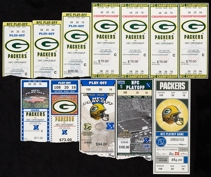 1997-2010 Green Bay Packers Ticket Stub Collection with Aaron Rodgers Debut (104)
