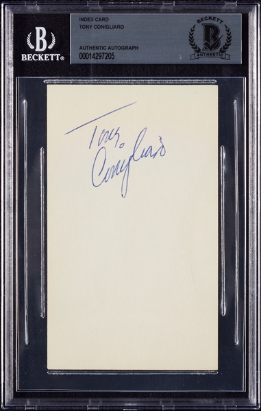 Tony Conigliaro Signed 3x5 Index Card (BAS)