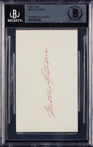 Beattie Feathers Signed 3x5 Index Card (BAS)