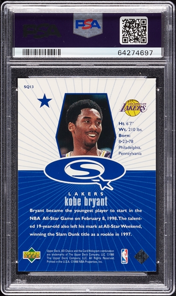 1998 UD Choice Kobe Bryant Starquest Blue No. 13 PSA 10