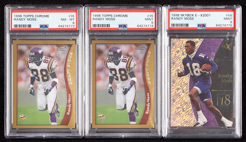 Randy Moss PSA-Graded RC Group with E-X2001, Topps Chrome (3)