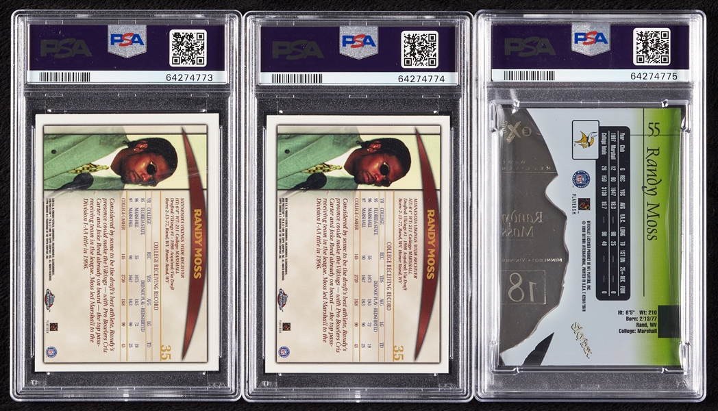 Randy Moss PSA-Graded RC Group with E-X2001, Topps Chrome (3)