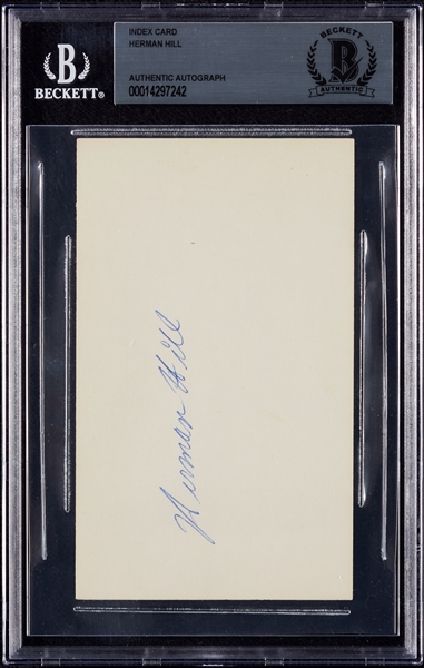 Herman Hill Signed 3x5 Index Card (BAS)