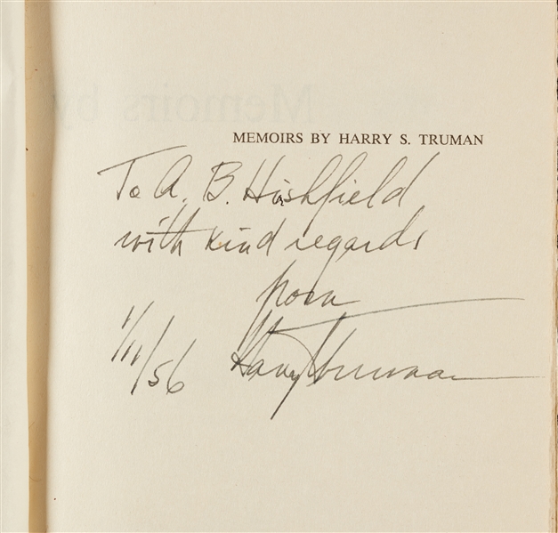 Harry S. Truman Signed Year Of Decisions Book (BAS)
