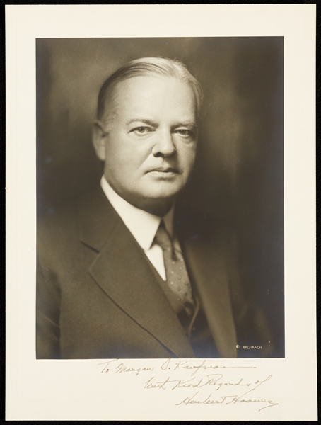 Herbert Hoover Signed 9x12 Photo (BAS)