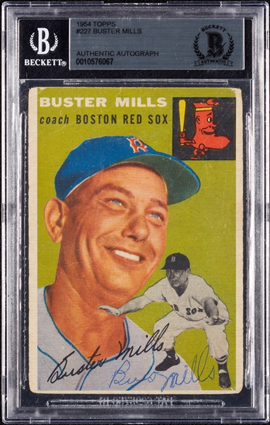 Buster Mills Signed 1954 Topps No. 227 (BAS)