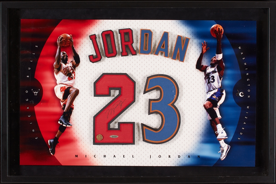 Michael Jordan Signed Jersey Number 23 Framed Display (UDA)