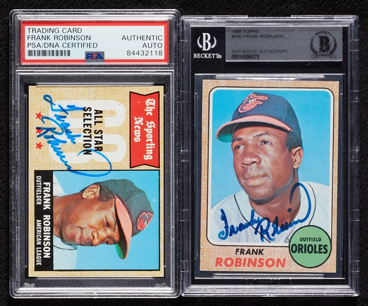 Frank Robinson Signed 1968 Topps Base & All-Star Cards (2) (PSA/DNA) (BAS)