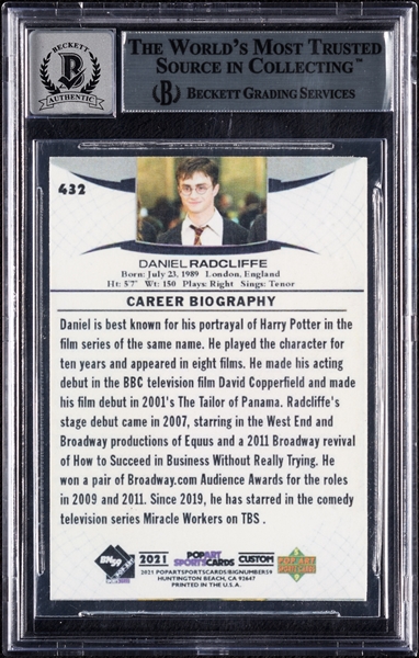 Daniel Radcliffe Signed Custom Trading Card (Graded BAS 10)