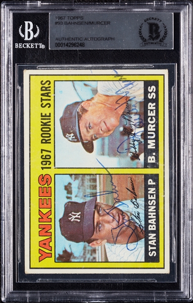 Bobby Murcer & Stan Bahnsen Signed 1967 Topps RC No. 93 (BAS)