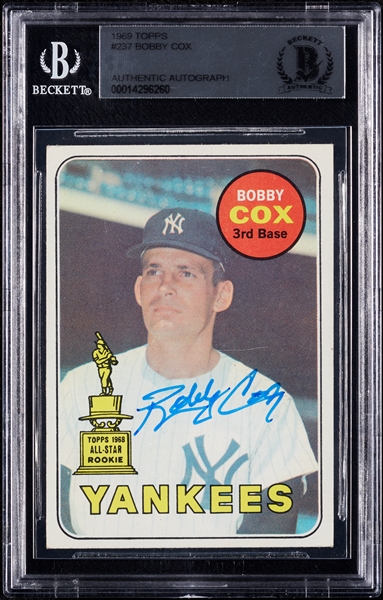 Bobby Cox Signed 1969 Topps RC No. 237 (BAS)