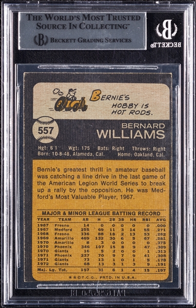 Bernie Williams Signed 1973 Topps No. 557 (BAS)