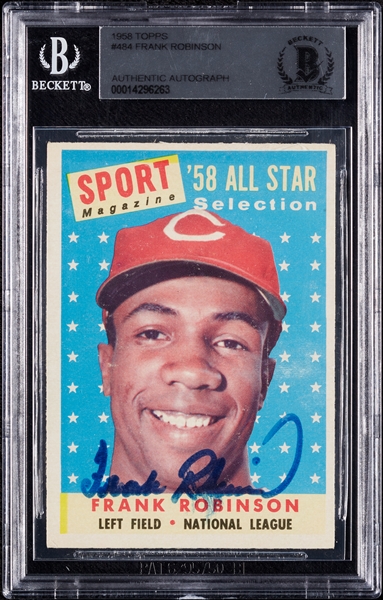 Frank Robinson Signed 1958 Topps All-Star No. 484 (BAS)