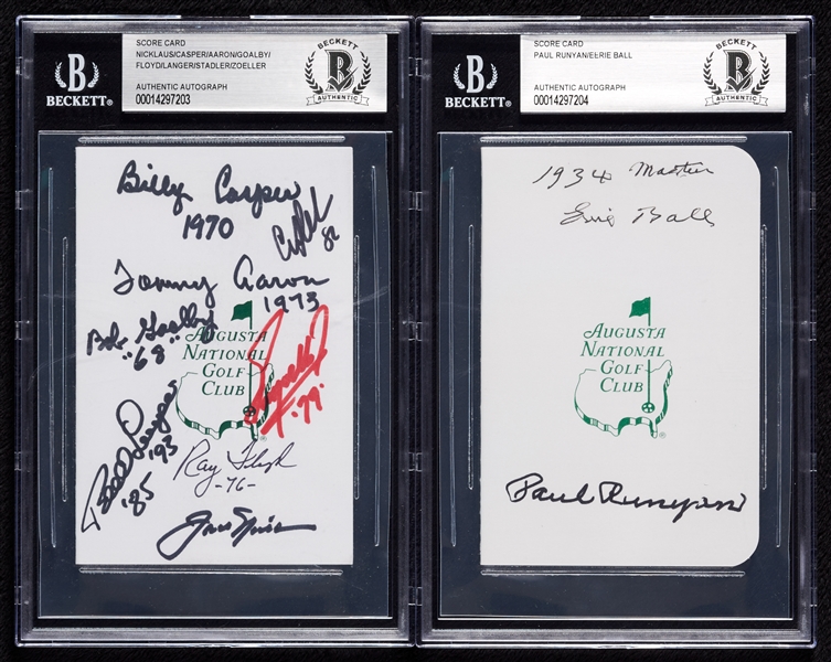 Masters Winners Signed Scorecards with Jack Nicklaus (2) (BAS)