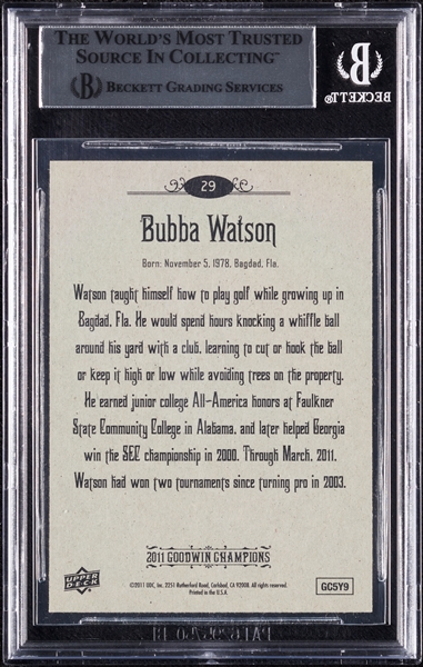 Bubba Watson Signed 2011 Goodwin Champions RC No. 29 (BAS)