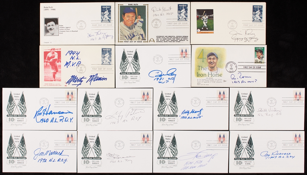 Signed Baseball FDC Group with MVP & ROY Inscriptions (14)