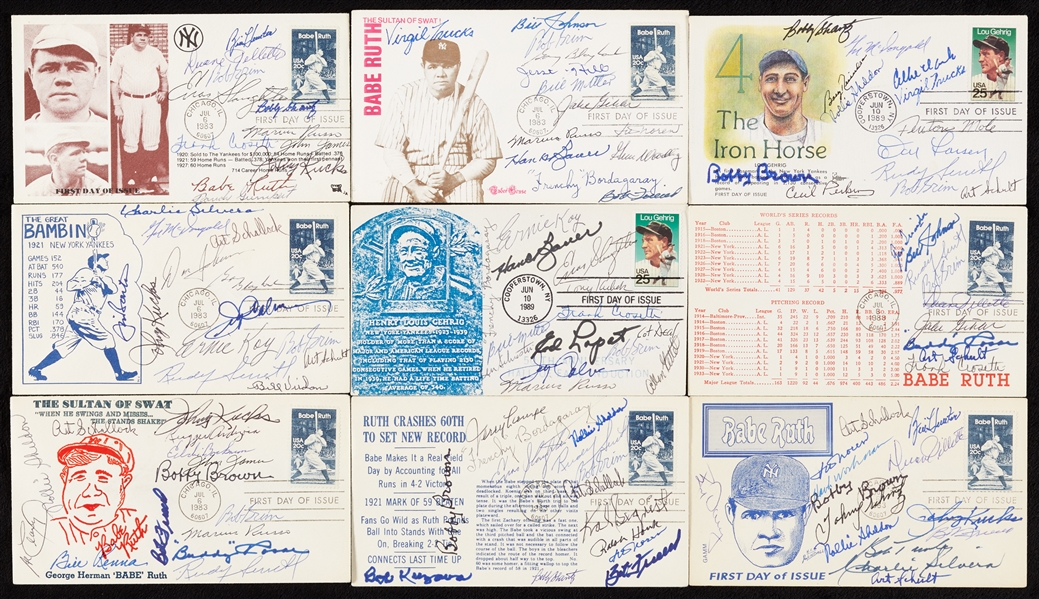 Yankees Multi-Signed FDC with Rizzuto Signed Cap (10)
