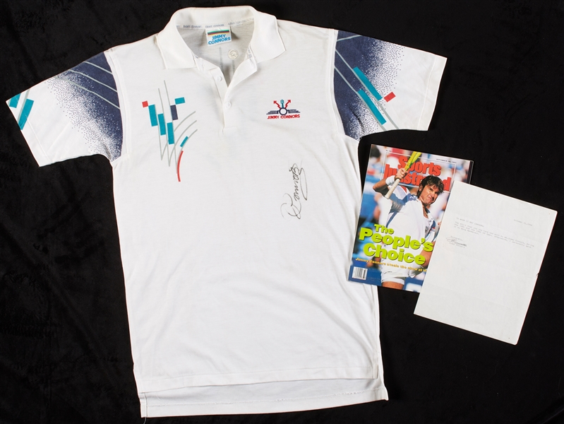 Jimmy Connors 1991 & 1992 US Open Worn & Signed Tennis Shirt with Signed Letter (2)