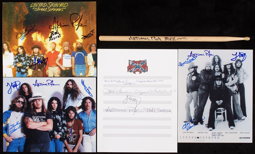 Lynyrd Skynyrd Signed Photos, Lyrics & Drum Stick (5)