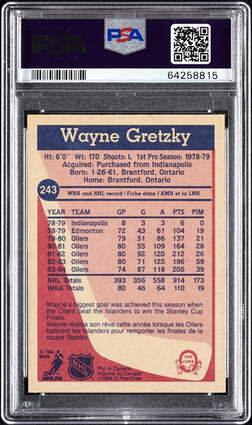 1984 O-Pee-Chee Wayne Gretzky No. 243 PSA 9
