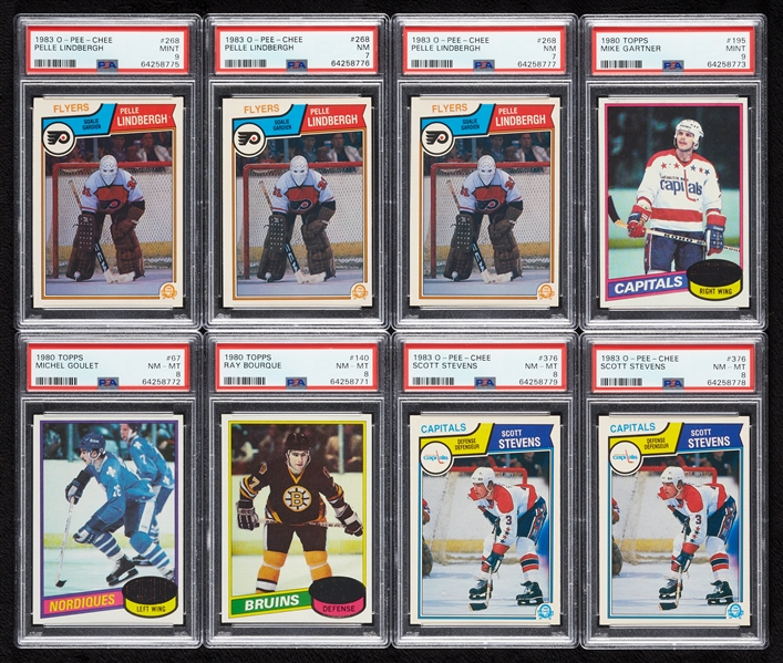 Topps & O-Pee-Chee PSA-Graded RC Group with Lindbergh, Bourque, Gartner (8)