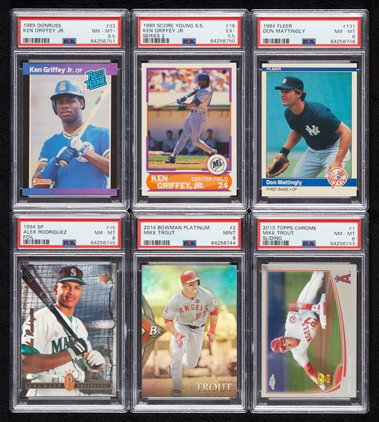 Baseball RC PSA-Graded Group with Trout, Griffey Jr. (6)
