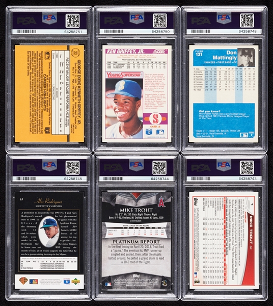 Baseball RC PSA-Graded Group with Trout, Griffey Jr. (6)