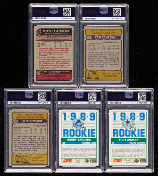 PSA-Graded Modern Football RC Group with Campbell, Largent (6)