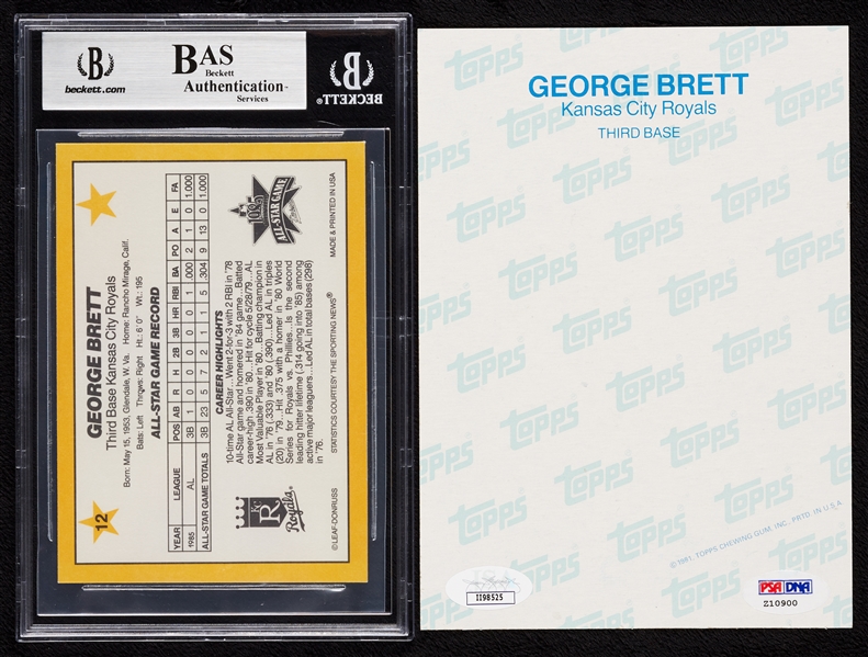 George Brett Signed 1981 Topps Super & 1986 Donruss All-Stars Pair (2) (JSA) (PSA/DNA) (BAS)