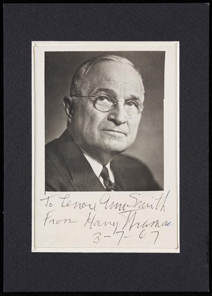 Harry Truman Signed 3.5x5 Photo Dated 3-7-67