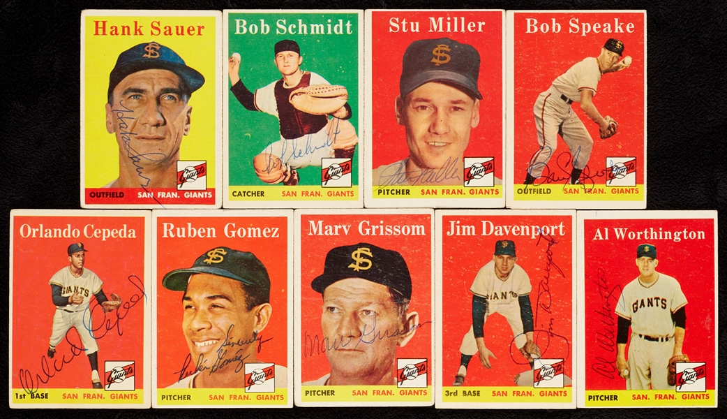 Signed 1958 Topps San Francisco Giants Card Group (9)