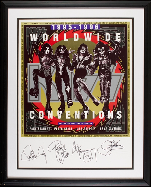 Oversized KISS Group-Signed Tour Poster in Frame (PSA/DNA)