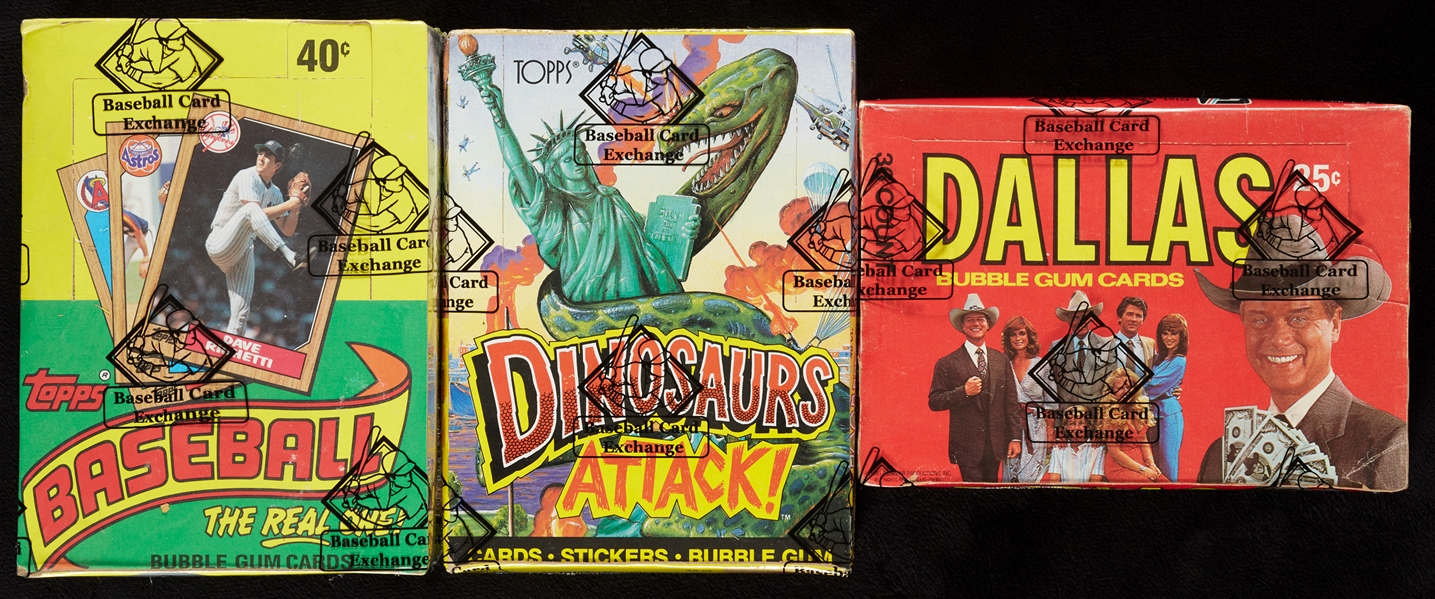 Dallas, Dinosaurs Attack & 1987 Topps Wax Boxes Group (3) (BBCE)