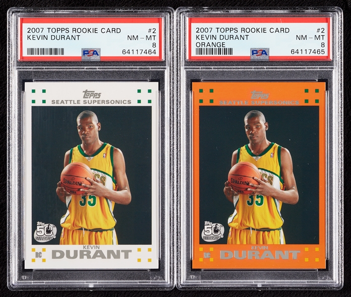 2007 Topps Kevin Durant PSA-Graded RC No. 2 Pair (2)