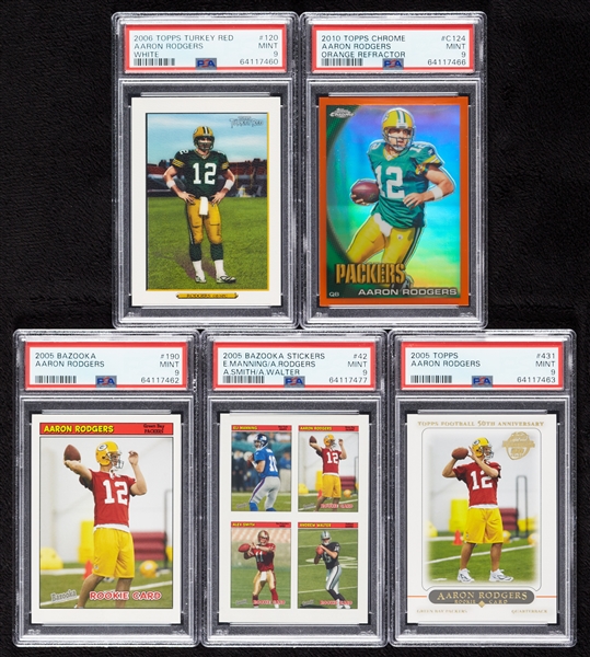 Aaron Rodgers PSA 9 Graded Group with RCs (5)